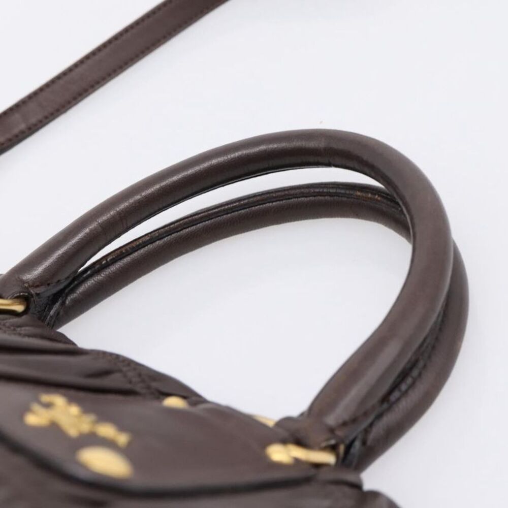 Prada Gaufre Nappa Leather Brown Leather Tote Bag Bag - Picture 16 of 16